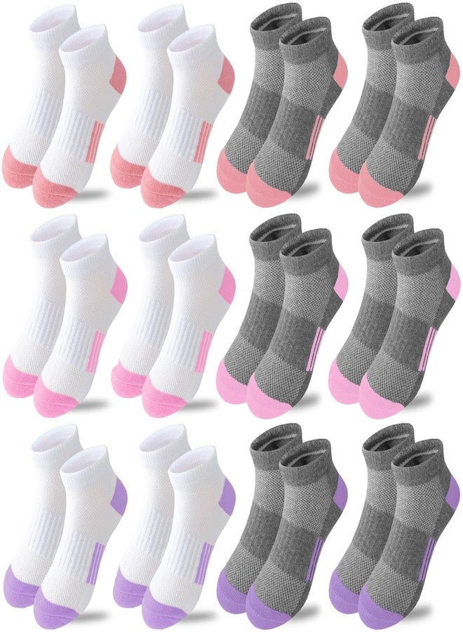 Bemeol Girls Socks 12 Pairs Ankle Athletic Socks Cotton Sports Sock For Little Big Kids(7-10 Years) - Image 1
